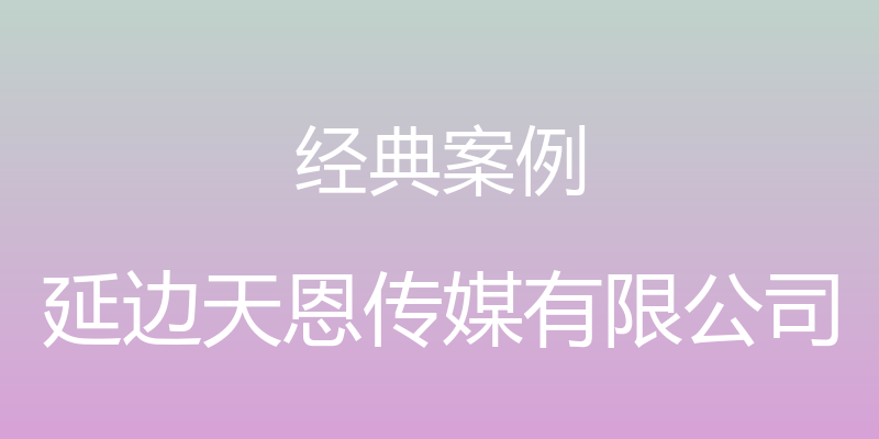 经典案例 - 延边天恩传媒有限公司