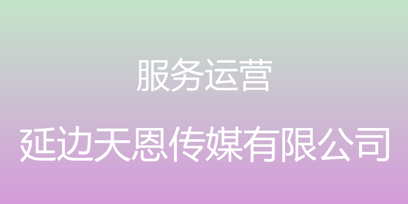 服务运营 - 延边天恩传媒有限公司